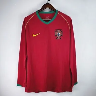 2006 Portugal Home Retro Long Sleeve Kit Vintage Shirt Joy AAAAJersey Supply Yupoo
