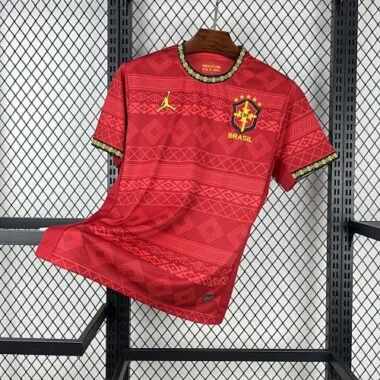 2025 Brazil x Jordan Red Special Edition T-Shirt Football Apparels Soccer