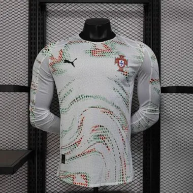 2025 Portugal Away White Long sleeves Kit Player Version Soccer AAAAJersey