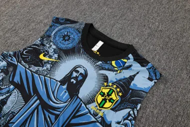 2024 Brazil Christ the Redeemer Blue Vest Kit Soccer
