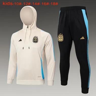 2024 Argentina Kids Hoodie Long Sleeve Training Suit Football Shirts
