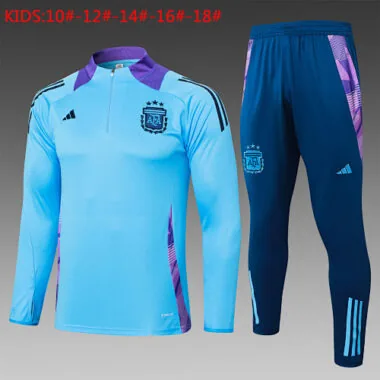 2024 Argentina Kids Long Sleeve Training Suit Football Shirts(1)