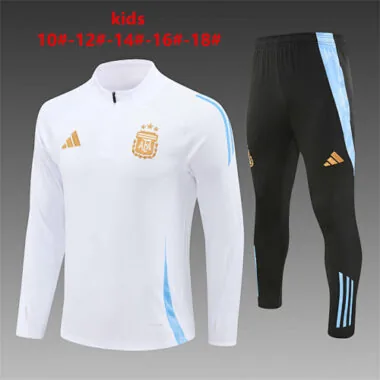 2024 Argentina Kids Long Sleeve Training Suit Football Shirts(5)
