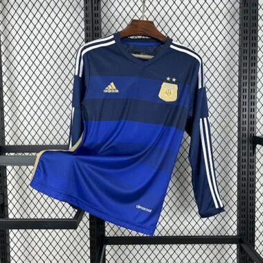 2014 Argentina Long Sleeves Away Retro Football AAAAJersey