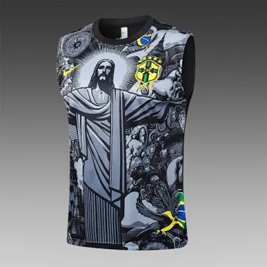 2024 Brazil Christ the Redeemer Grey Vest Kit Soccer