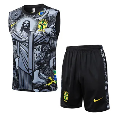 2024 Brazil Christ the Redeemer Grey Vest Kit Soccer