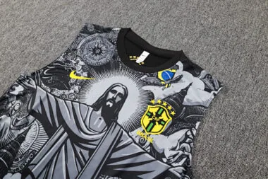 2024 Brazil Christ the Redeemer Grey Vest Kit Soccer