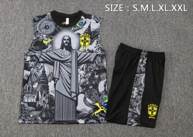 2024 Brazil Christ the Redeemer Grey Vest Kit Soccer