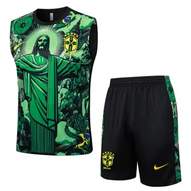 2024 Brazil Christ the Redeemer Green Vest Kit Soccer