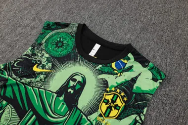 2024 Brazil Christ the Redeemer Green Vest Kit Soccer