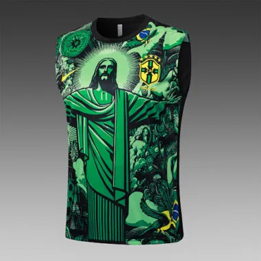 2024 Brazil Christ the Redeemer Green Vest Kit Soccer