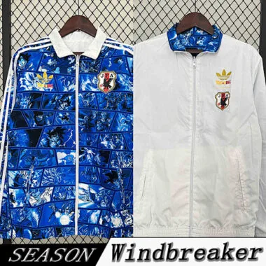 2024 Japan Blue&White Trench Coat Reversible Windbreaker Jacket Soccer