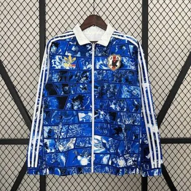 2024 Japan Blue&White Trench Coat Reversible Windbreaker Jacket Soccer