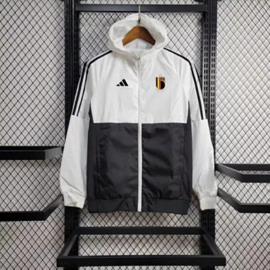 2024 Belgium White and Black Windbreaker Jacket Football
