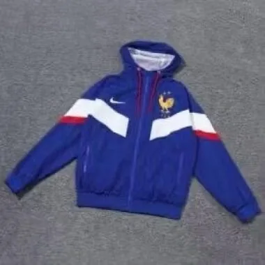 2024 France Blue Windbreaker Hoodie Jackets Football