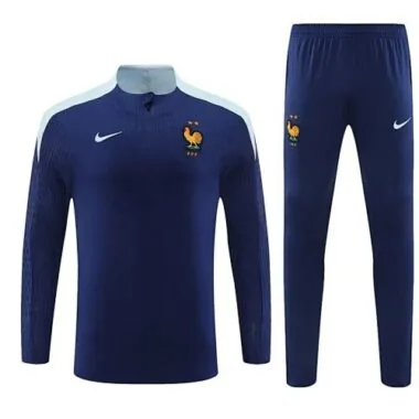 2024 France Long Sleeve Tracksuit Navy Training Suits Soccer Jerseys