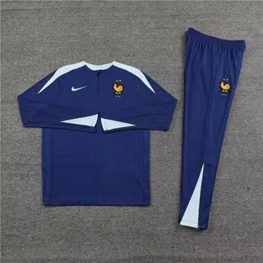 2024 France Long Sleeve Tracksuit Navy Training Suits Soccer Jerseys