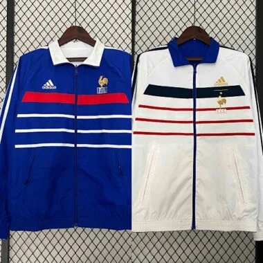 2024 France Reversible Windbreaker White&Blue Double-Sides Jacket Soccer Jerseys For Sale