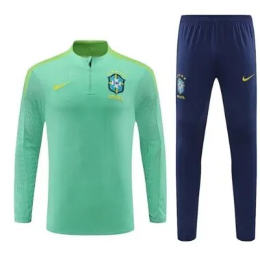 2024 Brazil Long Sleeve Tracksuit Green Training Suits Soccer Jerseys