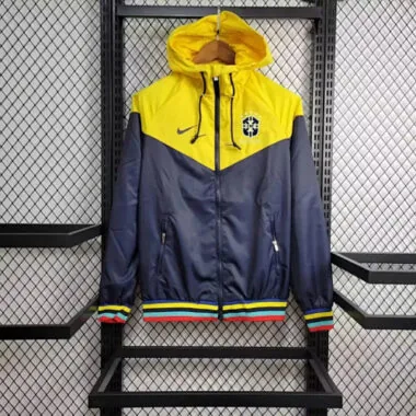 2024 Brazil Yellow and Navy Windbreaker Jacket Football