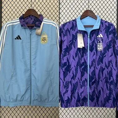 2024 Argentina Blue and Purple Reversible Windbreaker Double-Sides Jacket Football Replicas Yupoo