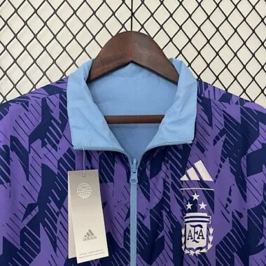 2024 Argentina Blue and Purple Reversible Windbreaker Double-Sides Jacket Football