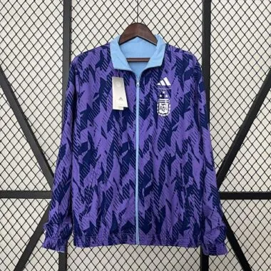 2024 Argentina Blue and Purple Reversible Windbreaker Double-Sides Jacket Football