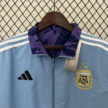 2024 Argentina Blue and Purple Reversible Windbreaker Double-Sides Jacket Football