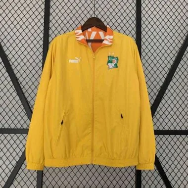 2024 Ivory Coast Reversible Windbreaker Yellow&Orange Double-Sides Jacket Soccer Jerseys For Sale