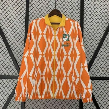 2024 Ivory Coast Reversible Windbreaker Yellow&Orange Double-Sides Jacket Soccer Jerseys For Sale