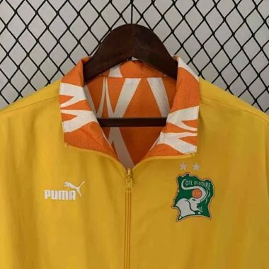 2024 Ivory Coast Reversible Windbreaker Yellow&Orange Double-Sides Jacket Soccer Jerseys For Sale