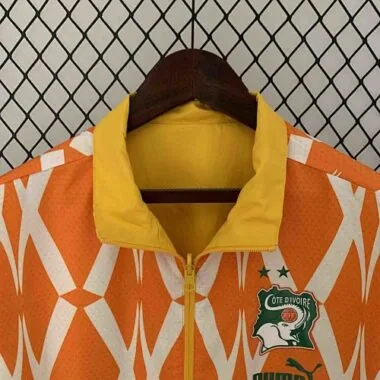 2024 Ivory Coast Reversible Windbreaker Yellow&Orange Double-Sides Jacket Soccer Jerseys For Sale
