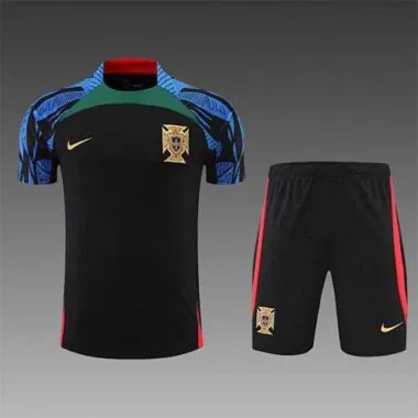 2022 Portugal Training Suit Short Sleeve Kit Black