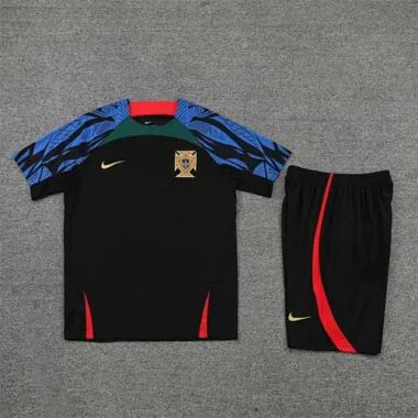 2022 Portugal Training Suit Short Sleeve Kit Black