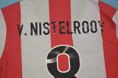 98-99 PSV, camisola de casa vermelha e branca