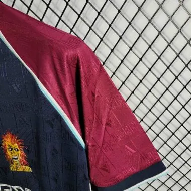 99-00 West Ham Iron Maiden thuiswedstrijd Retro-tenue met dubbele logo's Vintage shirt