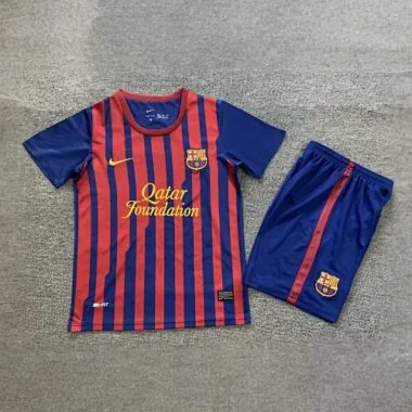 11-12 Barcelona Home Retro Kids Kits Children Shirt Football Jerseys Yupoo