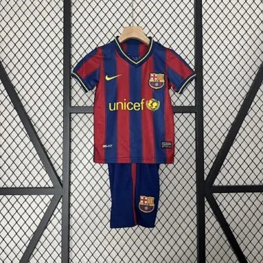 09-10 Barcelona Home Retro Kids Kits Children Shirt Football Jerseys Yupoo