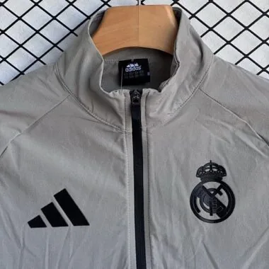26-27 Real Madrid Gray Windbreaker Jackets Kit Soccer T-Shirt