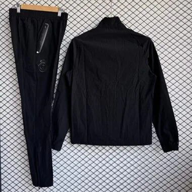26-27 Real Madrid Black Windbreaker Jackets Kit Soccer T-Shirt