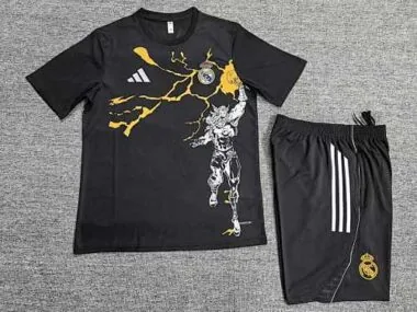 26-27 Real Madrid Black Training Kids Kit Soccer T-Shirt