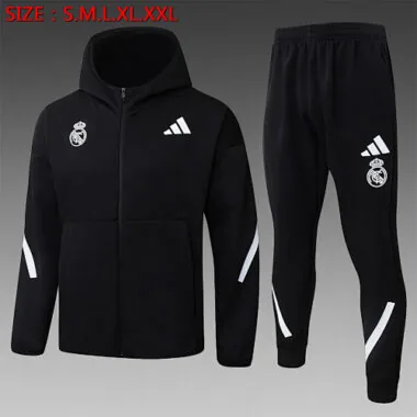 26-27 Real Madrid Black Hoodies Jackets Kit Soccer T-Shirt AAAAJersey Supply Yupoo