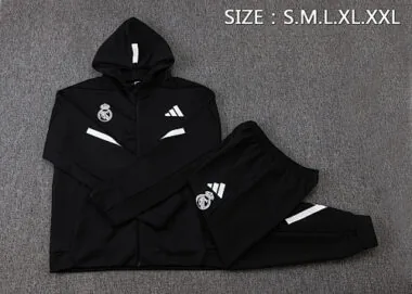 26-27 Real Madrid Black Hoodies Jackets Kit Soccer T-Shirt