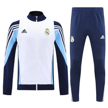 25-26 Real Madrid White&amp;Blue Football Tracksuits Long Jacket Suits