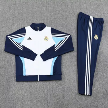 25-26 Real Madrid White&amp;Blue Football Tracksuits Long Jacket Suits