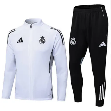 25-26 Real Madrid White&amp;Black Training Kits Long Football Tracksuits