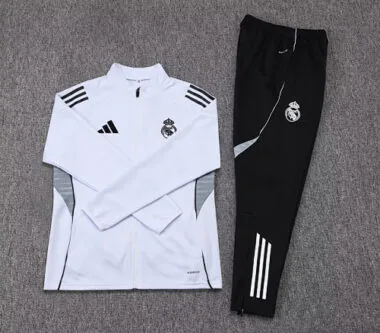 25-26 Real Madrid White&amp;Black Training Kits Long Football Tracksuits