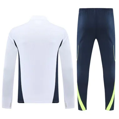 25-26 Real Madrid White Training Kits Long Half-Zip Football Tracksuits