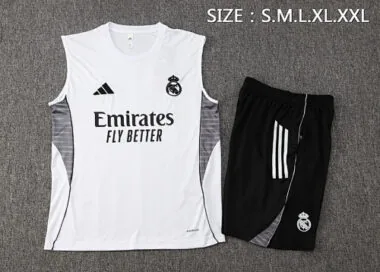 25-26 Real Madrid White Training Kits Football Vest Suits
