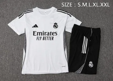 25-26 Real Madrid White Training Kits Football Tracksuits
